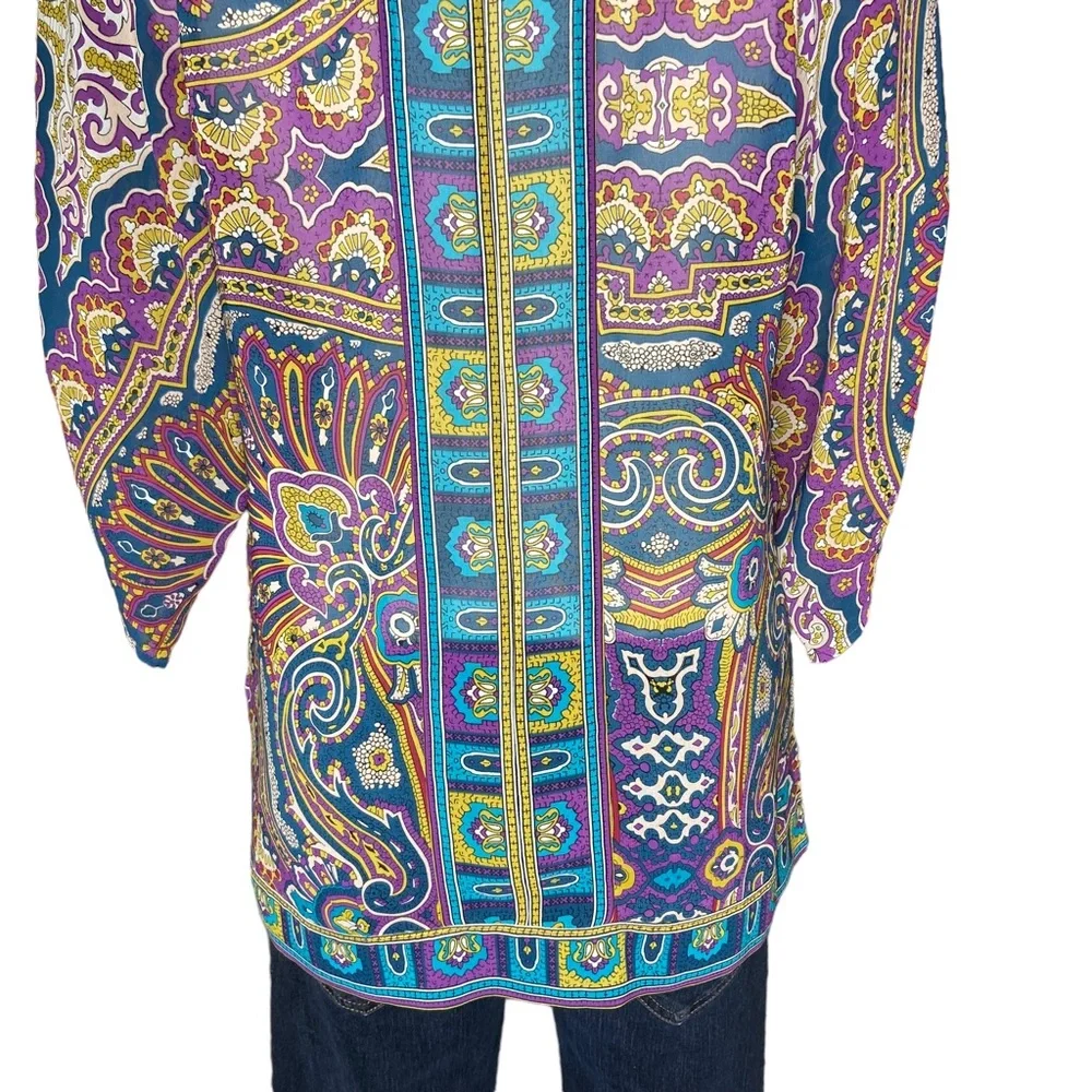 3/$20 NICOLE BY NICOLE MILLER Blouse Paisley Mandala Print 3/4 Sleeve Top Medium